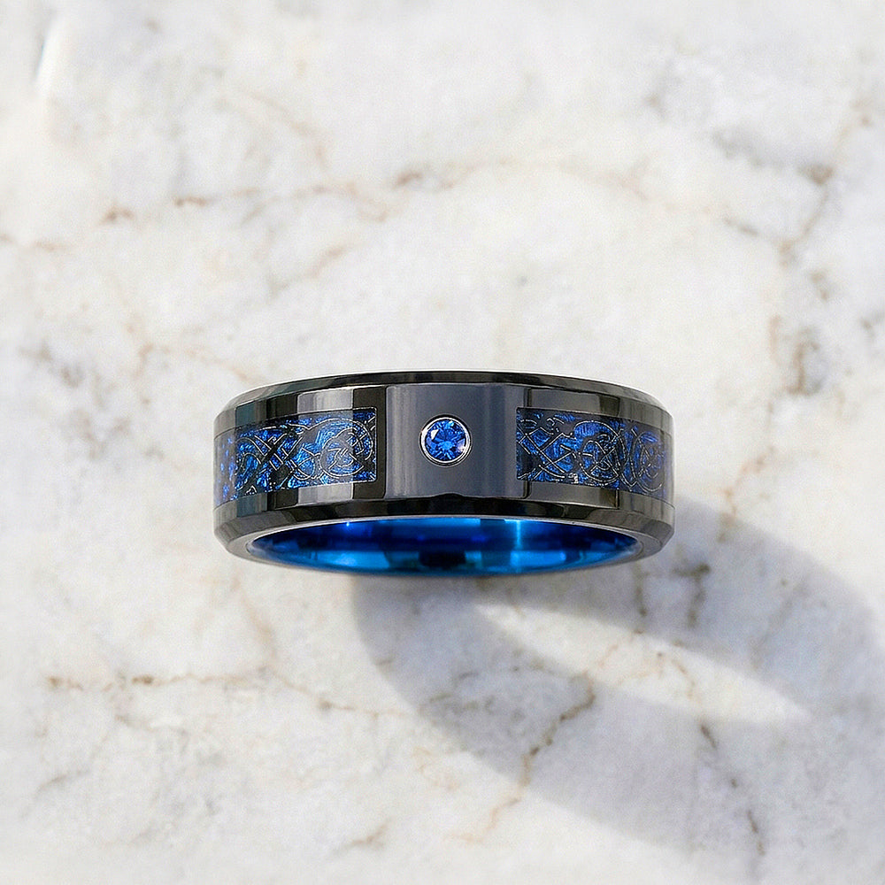 Legend | Blue Carbon Fibre Tungsten Carbide Ring | Men's Ring