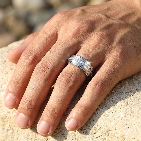 Lenox Brushed Eternity Tungsten Carbide Ring - Ring | Singapore Jewellery, Wedding Rings &amp; Gifts | Same Day Delivery | Tiara.com.sg