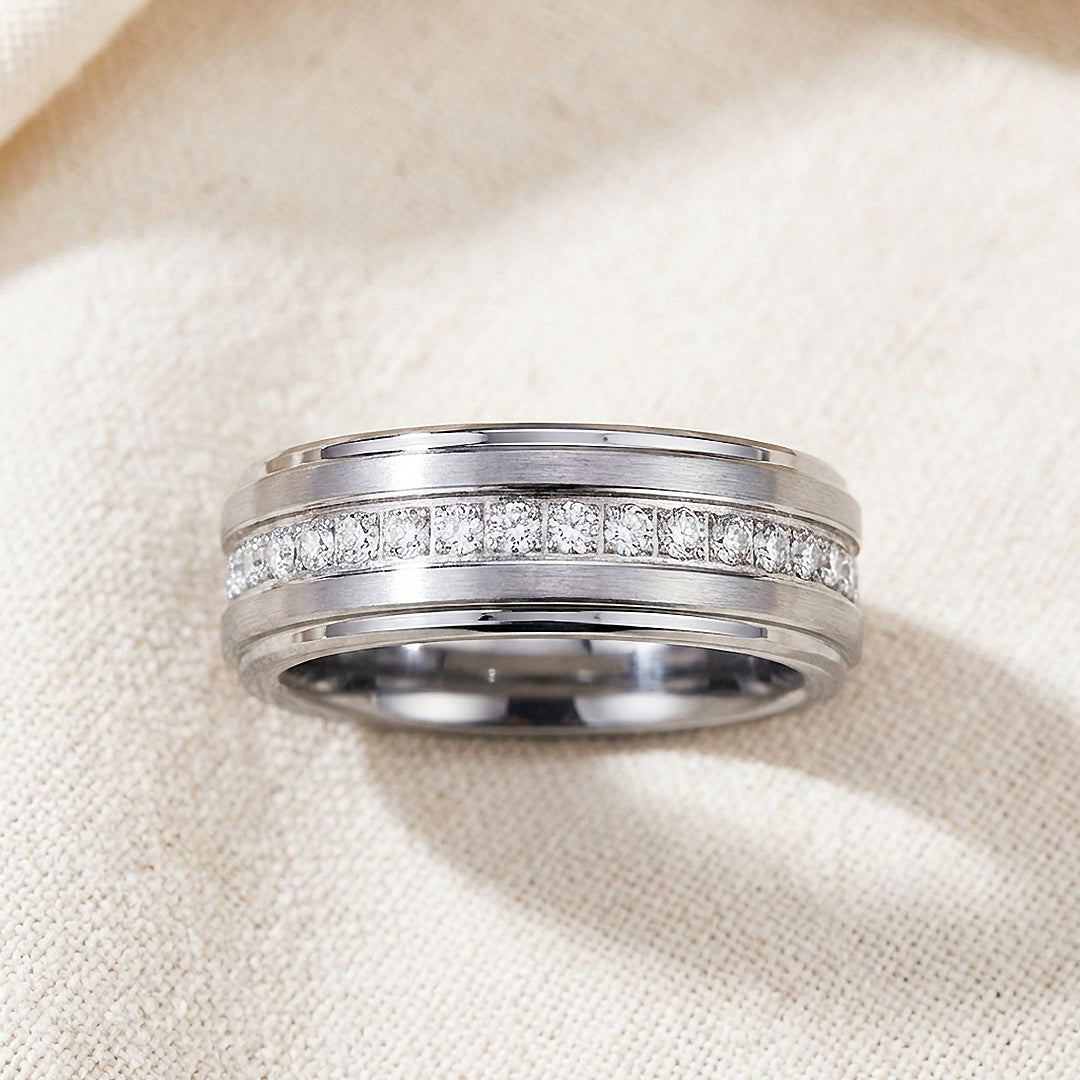 Lenox Brushed Eternity Tungsten Carbide Ring - Ring | Singapore Jewellery, Wedding Rings &amp; Gifts | Same Day Delivery | Tiara.com.sg