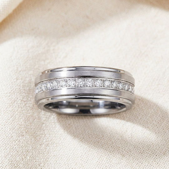 Lenox Brushed Eternity Tungsten Carbide Ring - Ring | Singapore Jewellery, Wedding Rings &amp; Gifts | Same Day Delivery | Tiara.com.sg