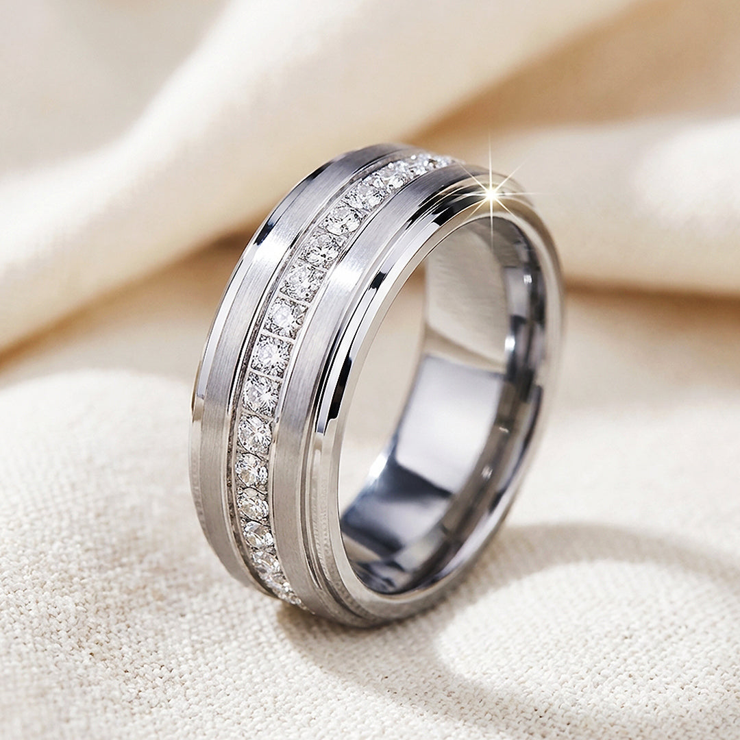 Lenox Brushed Eternity Tungsten Carbide Ring - Ring | Singapore Jewellery, Wedding Rings & Gifts | Same Day Delivery | Tiara.com.sg