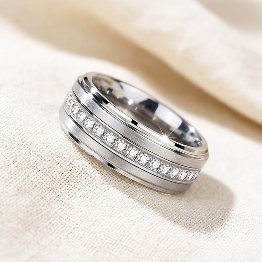 Lenox Brushed Eternity Tungsten Carbide Ring - Ring | Singapore Jewellery, Wedding Rings &amp; Gifts | Same Day Delivery | Tiara.com.sg