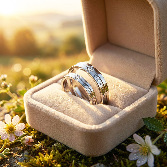 Love Never Fails | Silver | High-Polished Engraved Grooved Solitaire Wedding Band