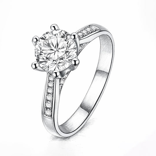 Round Solitaire Accent Engagement Ring | White Gold | Luxe1826 - Ring | Singapore Jewellery, Wedding Rings &amp; Gifts | Same Day Delivery | Tiara.com.sg