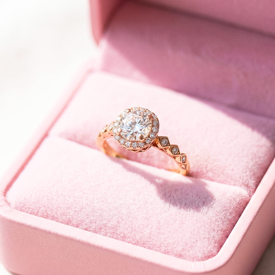 Rose Gold Halo Kite Link Ring | Women&