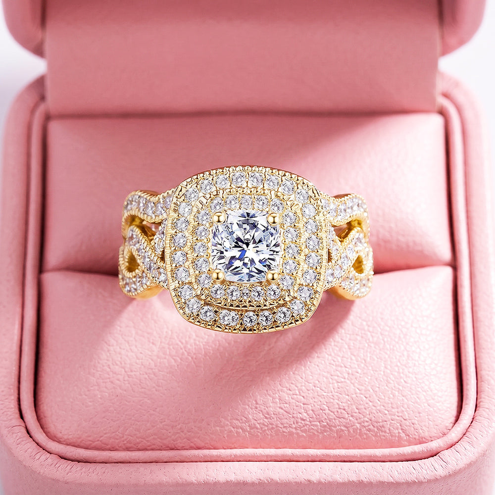 Cushion Double Halo Woven Ring | Luxe1862 - Clearance Sale❗