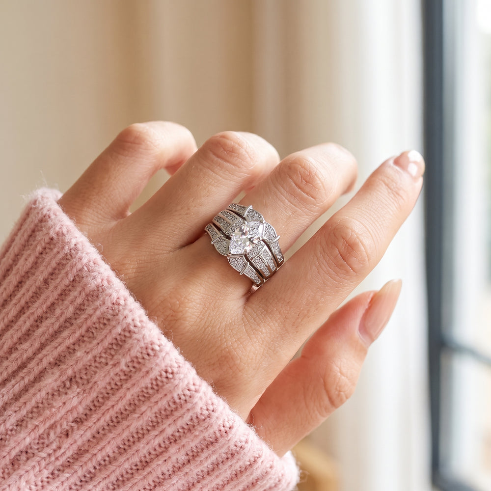 Marquise Three-Row Statement Ring | Luxe1890 - Clearance