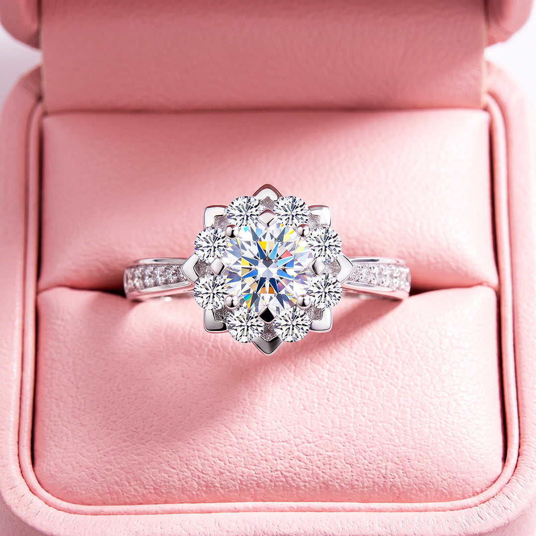 Floral Halo Solitaire Ring | Women&