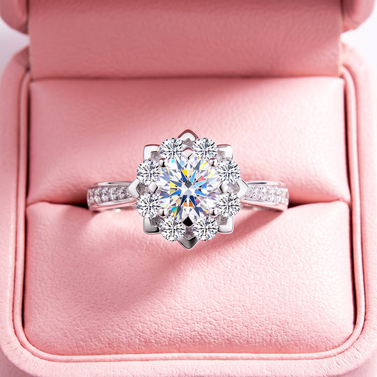 Floral Halo Solitaire Ring | Women&
