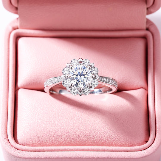 Floral Halo Solitaire Ring | Women&