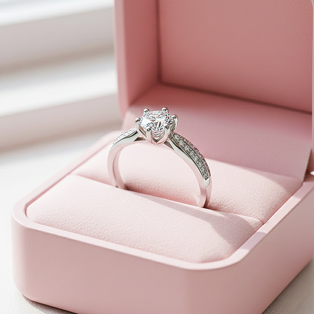 Round Solitaire Accent Engagement Ring | Luxe1896 - Ring | Singapore Jewellery, Wedding Rings &amp; Gifts | Same Day Delivery | Tiara.com.sg