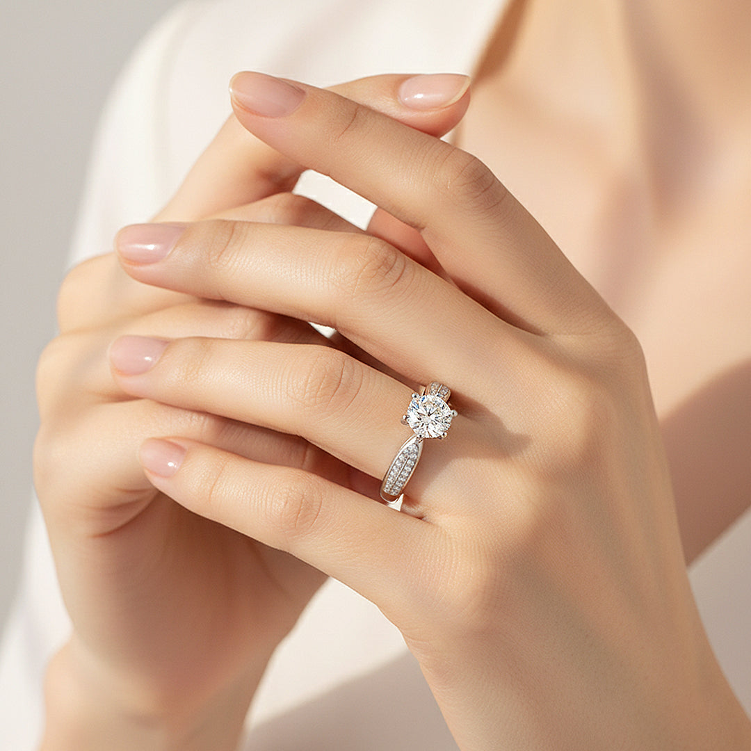 Round Solitaire Accent Engagement Ring | Luxe1896 - Ring | Singapore Jewellery, Wedding Rings &amp; Gifts | Same Day Delivery | Tiara.com.sg