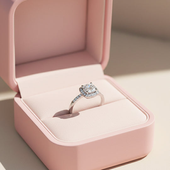 Cushion Halo Engagement Ring | White Gold | Luxe1901 - Ring | Singapore Jewellery, Wedding Rings &amp; Gifts | Same Day Delivery | Tiara.com.sg