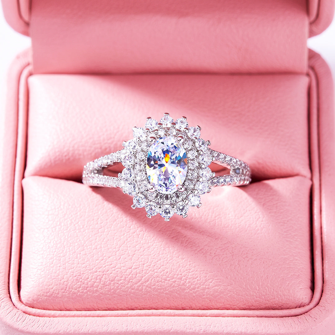 Oval Double Halo Ring | Women&