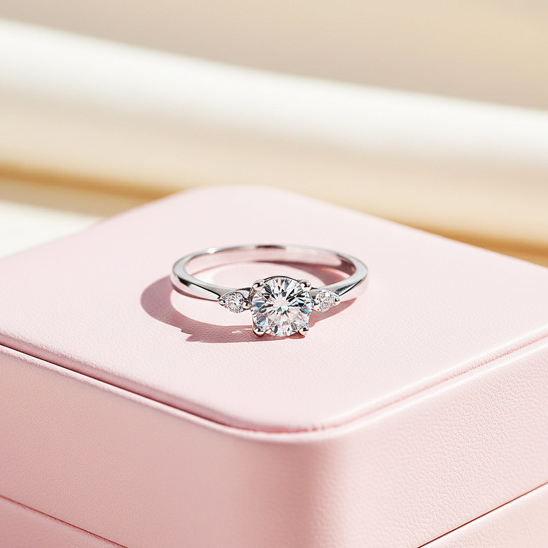 Round Solitaire Accent Engagement Ring | Luxe1967 - new designs | Singapore Jewellery, Wedding Rings &amp; Gifts | Same Day Delivery | Tiara.com.sg