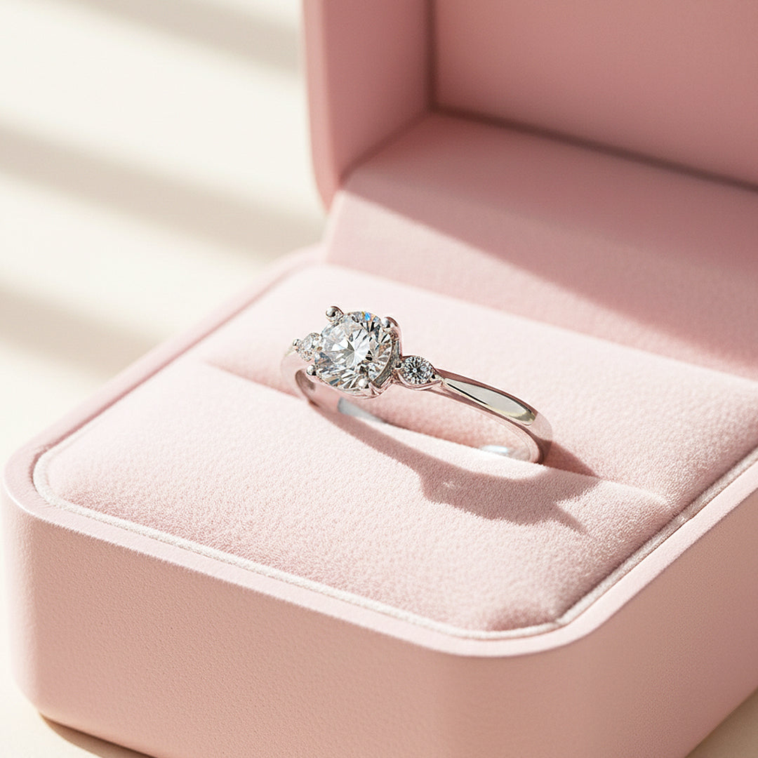 Round Solitaire Accent Engagement Ring | Luxe1967 - new designs | Singapore Jewellery, Wedding Rings &amp; Gifts | Same Day Delivery | Tiara.com.sg