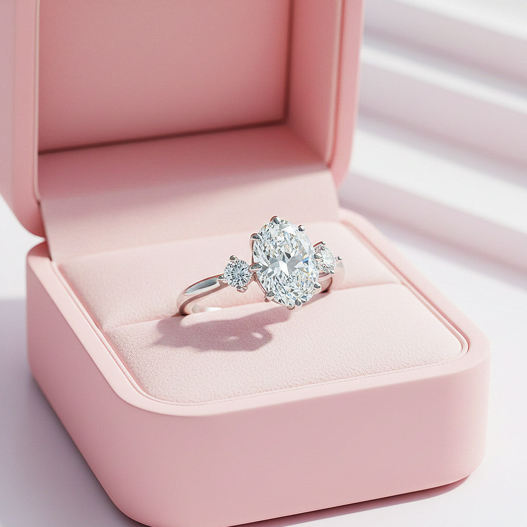 Round Three Stone Engagement Ring | Adjustable | Luxe1971 - new designs | Singapore Jewellery, Wedding Rings &amp; Gifts | Same Day Delivery | Tiara.com.sg