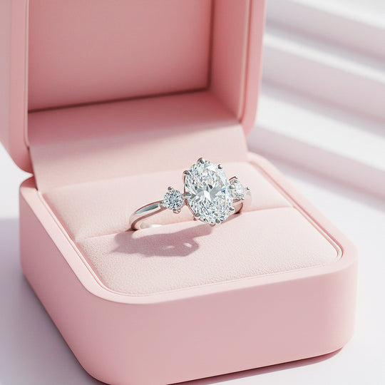Round Three Stone Engagement Ring | Adjustable | Luxe1971 - new designs | Singapore Jewellery, Wedding Rings &amp; Gifts | Same Day Delivery | Tiara.com.sg