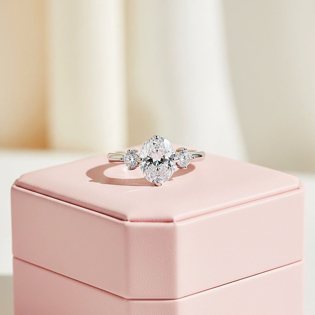 Round Three Stone Engagement Ring | Adjustable | Luxe1971 - new designs | Singapore Jewellery, Wedding Rings &amp; Gifts | Same Day Delivery | Tiara.com.sg