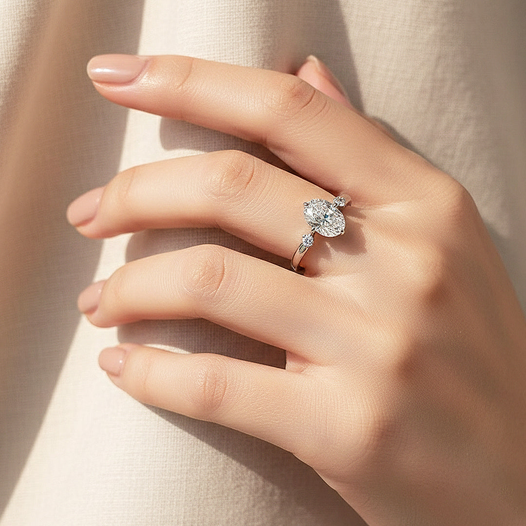 Round Three Stone Engagement Ring | Adjustable | Luxe1971 - new designs | Singapore Jewellery, Wedding Rings &amp; Gifts | Same Day Delivery | Tiara.com.sg