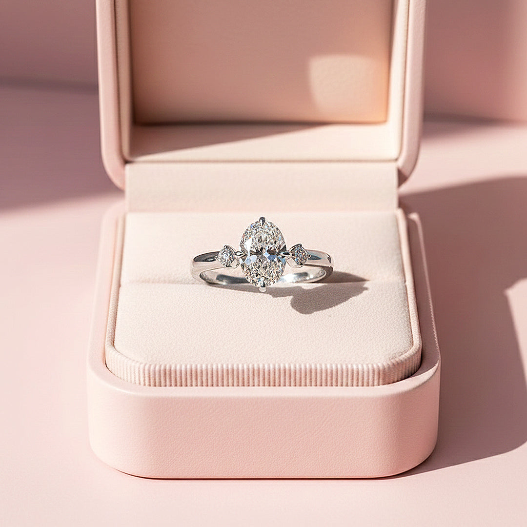 Round Three Stone Engagement Ring | Adjustable | Luxe1971 - new designs | Singapore Jewellery, Wedding Rings &amp; Gifts | Same Day Delivery | Tiara.com.sg