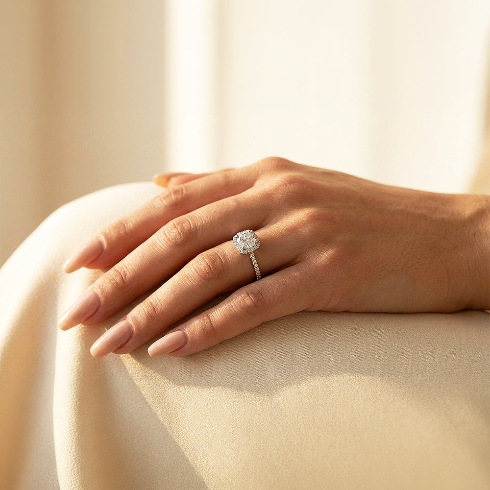 Cushion Halo Engagement Ring | Luxe1986 - new designs | Singapore Jewellery, Wedding Rings & Gifts | Same Day Delivery | Tiara.com.sg