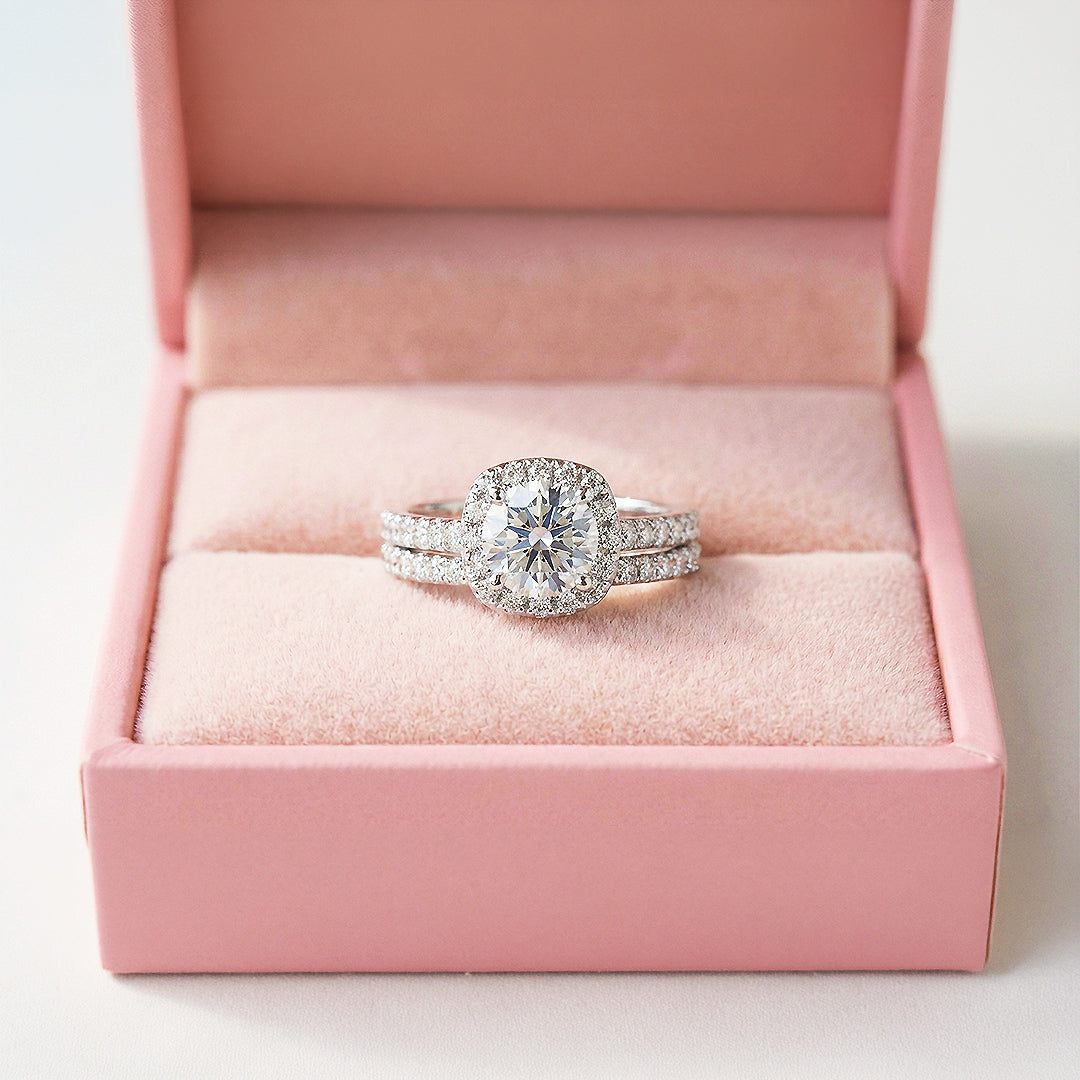 Cushion Halo Bridal Ring Set | Luxe1988 - new designs | Singapore Jewellery, Wedding Rings & Gifts | Same Day Delivery | Tiara.com.sg