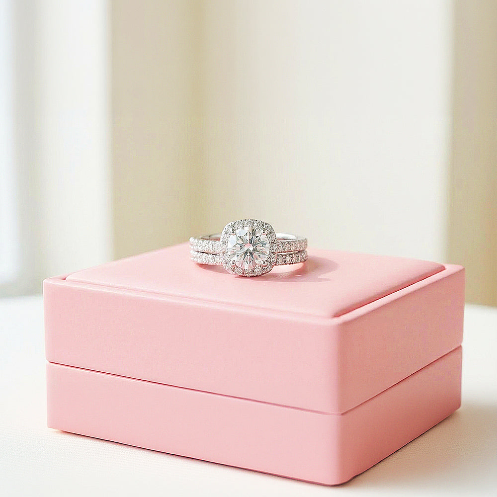 Cushion Halo Bridal Ring Set | Luxe1988 - new designs | Singapore Jewellery, Wedding Rings & Gifts | Same Day Delivery | Tiara.com.sg