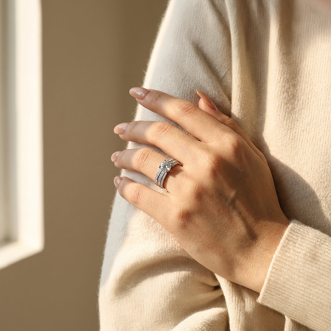 Round Solitaire Triple Band Engagement Ring | Luxe1994 - new designs | Singapore Jewellery, Wedding Rings &amp; Gifts | Same Day Delivery | Tiara.com.sg