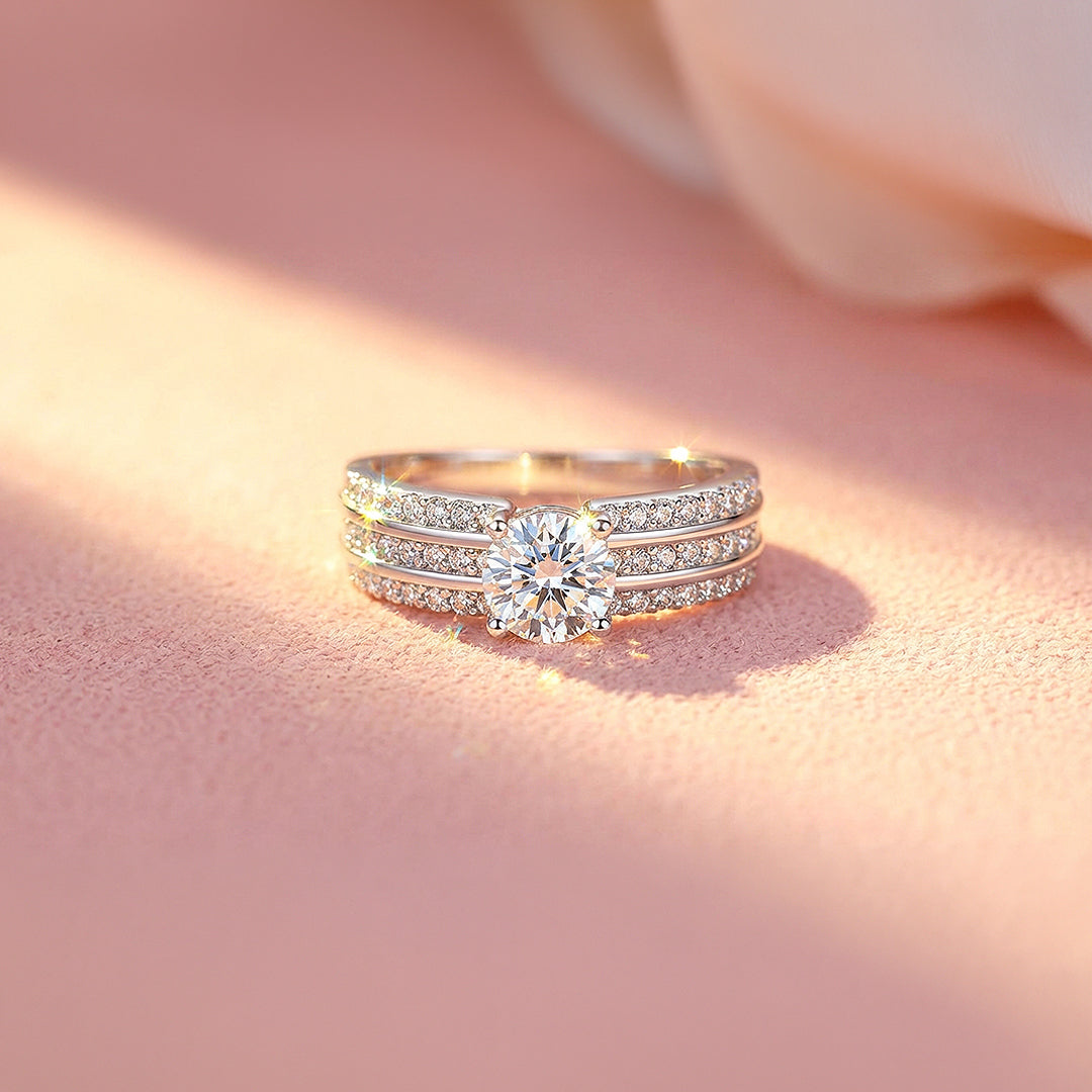 Round Solitaire Triple Band Engagement Ring | Luxe1994 - new designs | Singapore Jewellery, Wedding Rings & Gifts | Same Day Delivery | Tiara.com.sg