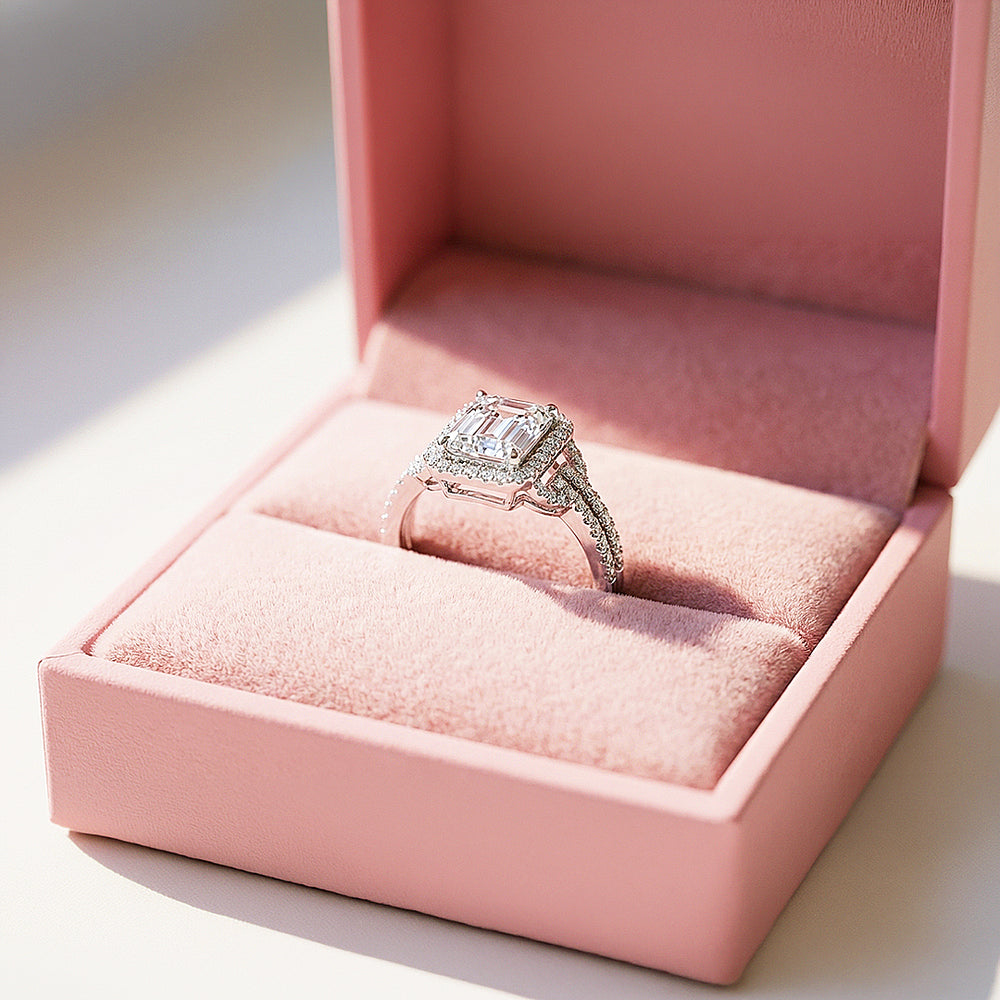 Emerald Cut Engagement Ring | White Gold | Luxe2000 - new designs | Singapore Jewellery, Wedding Rings & Gifts | Same Day Delivery | Tiara.com.sg