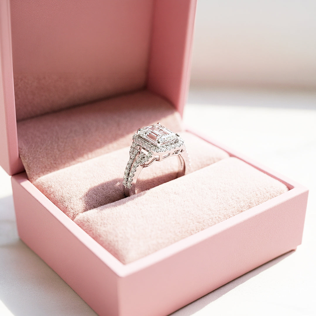 Emerald Cut Engagement Ring | White Gold | Luxe2000 - new designs | Singapore Jewellery, Wedding Rings &amp; Gifts | Same Day Delivery | Tiara.com.sg