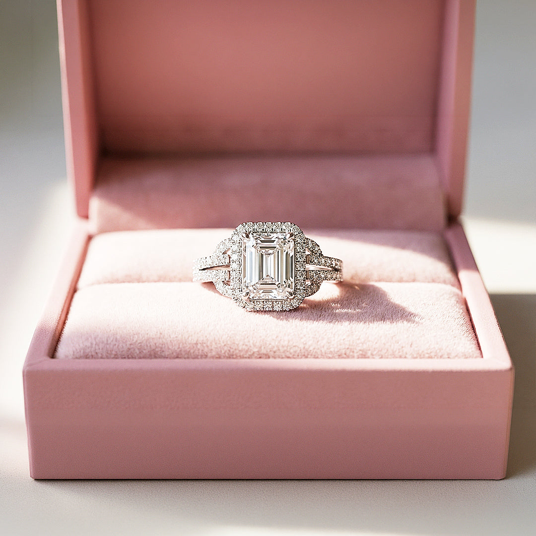 Emerald Cut Engagement Ring | White Gold | Luxe2000 - new designs | Singapore Jewellery, Wedding Rings & Gifts | Same Day Delivery | Tiara.com.sg