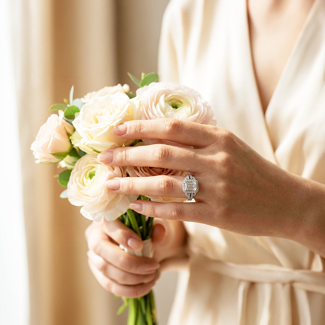 Emerald Cut Engagement Ring | White Gold | Luxe2000 - new designs | Singapore Jewellery, Wedding Rings &amp; Gifts | Same Day Delivery | Tiara.com.sg
