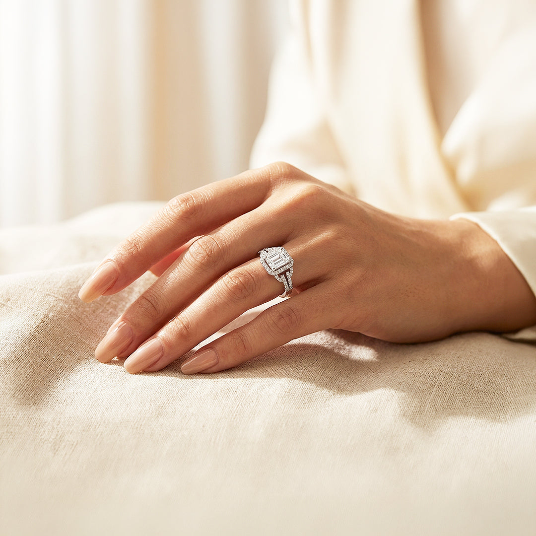 Emerald Cut Engagement Ring | White Gold | Luxe2000 - new designs | Singapore Jewellery, Wedding Rings &amp; Gifts | Same Day Delivery | Tiara.com.sg