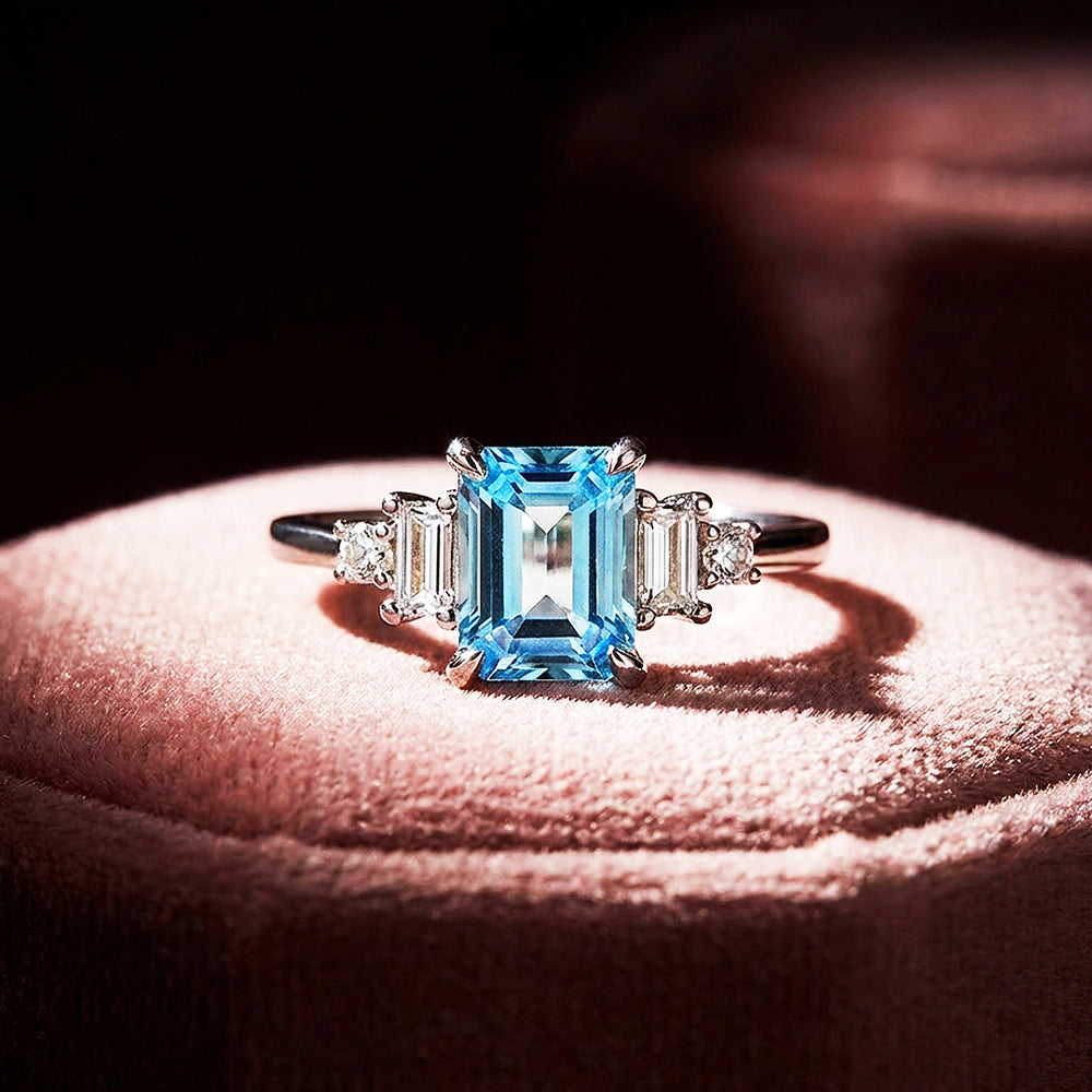 Emerald Cut Coloured Stone Engagement Ring | Luxe2003 - new designs | Singapore Jewellery, Wedding Rings & Gifts | Same Day Delivery | Tiara.com.sg