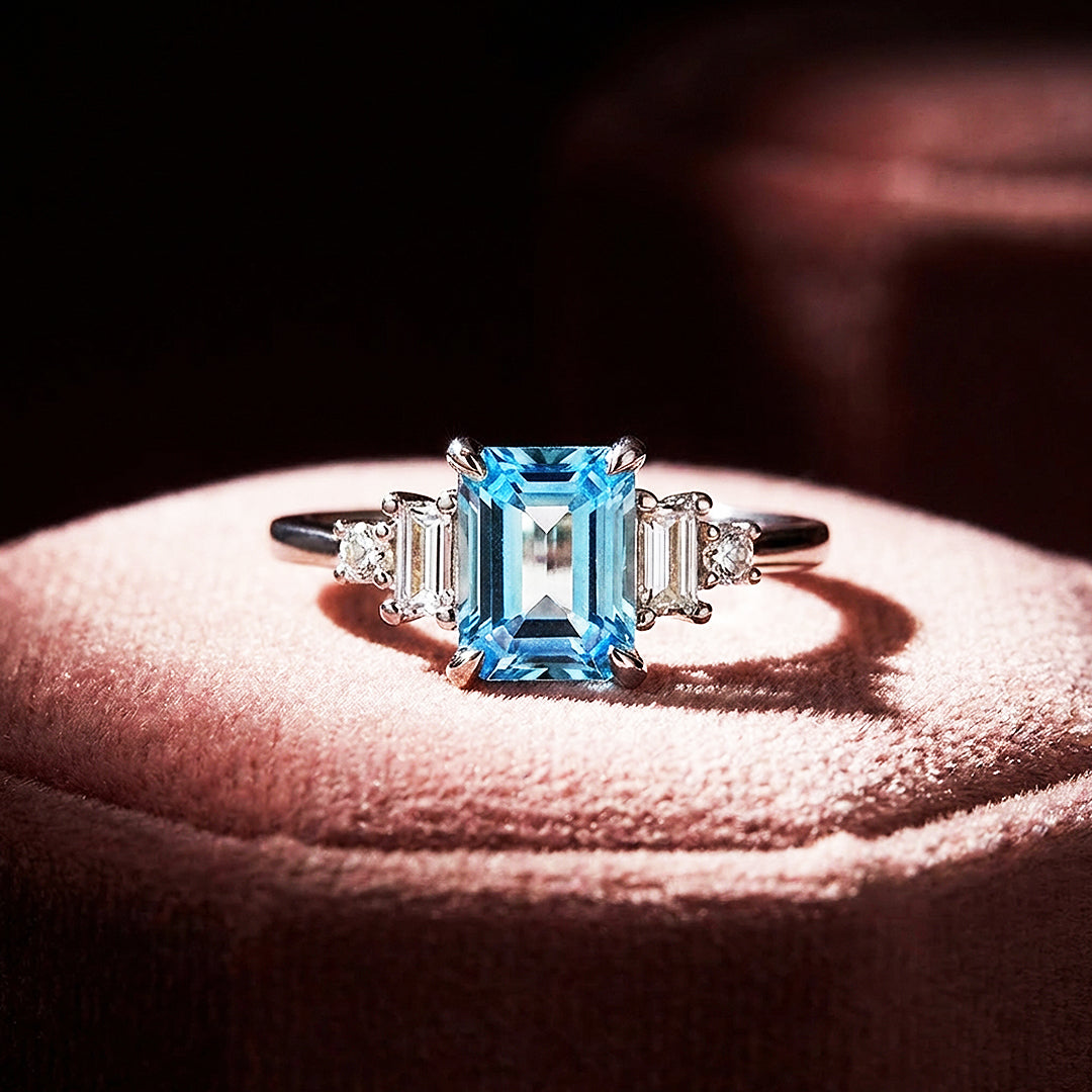 Emerald Cut Coloured Stone Engagement Ring | Luxe2003 - new designs | Singapore Jewellery, Wedding Rings &amp; Gifts | Same Day Delivery | Tiara.com.sg