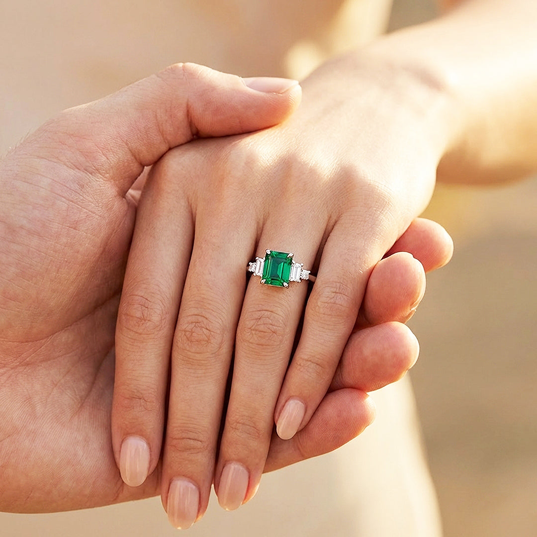 Emerald Cut Coloured Stone Engagement Ring | Luxe2003 - new designs | Singapore Jewellery, Wedding Rings &amp; Gifts | Same Day Delivery | Tiara.com.sg