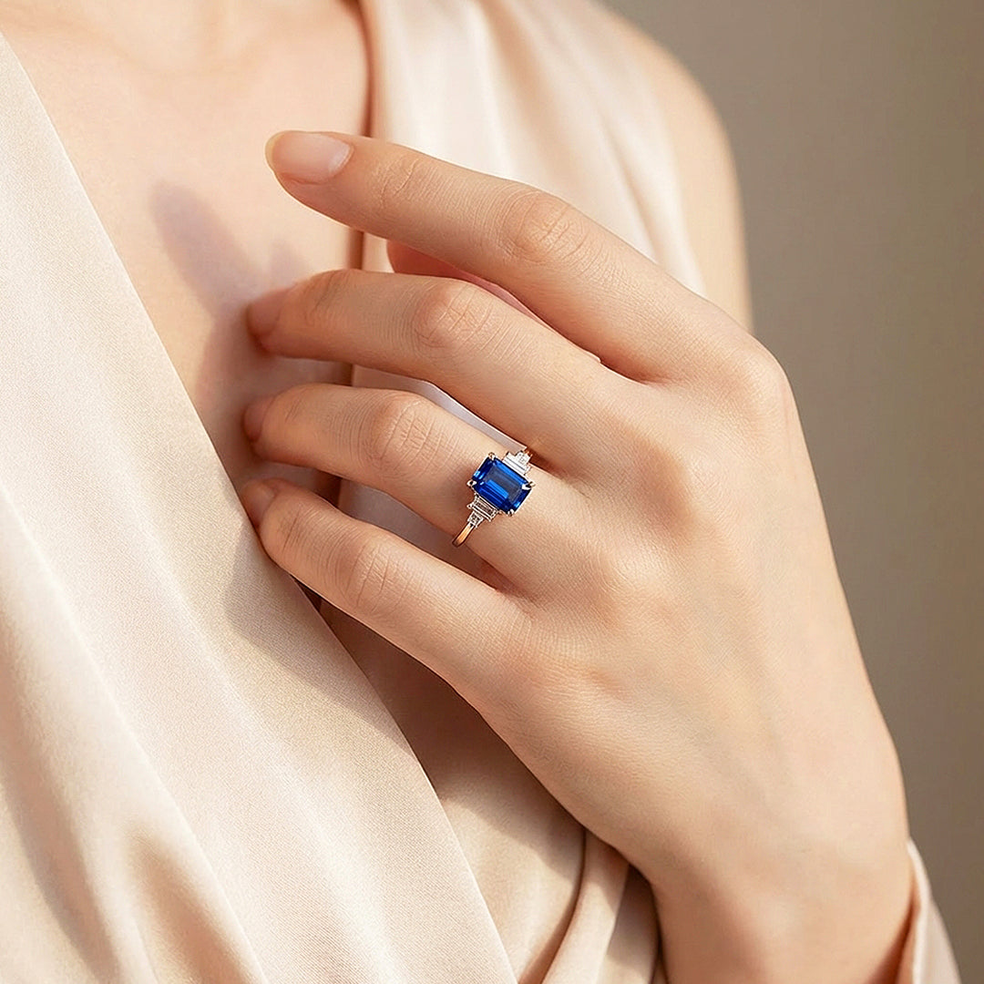 Emerald Cut Coloured Stone Engagement Ring | Luxe2003 - new designs | Singapore Jewellery, Wedding Rings &amp; Gifts | Same Day Delivery | Tiara.com.sg
