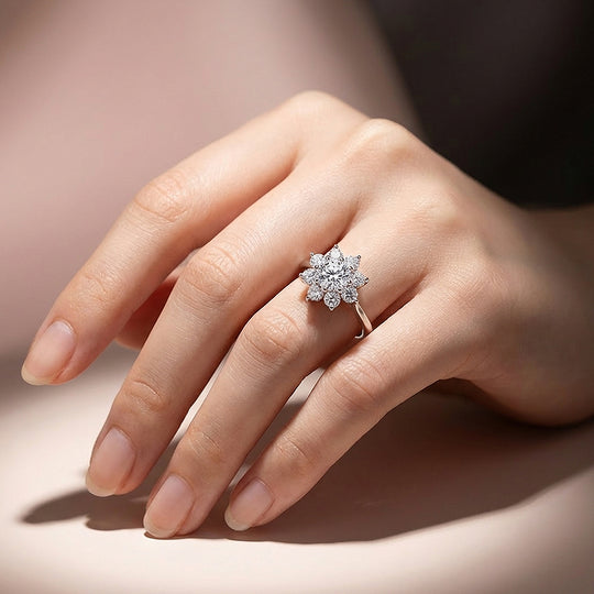 Round Brilliant Floral Halo Engagement Ring | Luxe2010 - new designs | Singapore Jewellery, Wedding Rings &amp; Gifts | Same Day Delivery | Tiara.com.sg