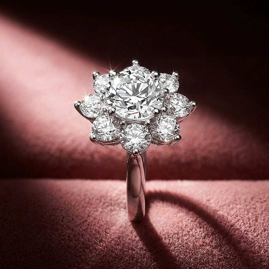 Round Brilliant Floral Halo Engagement Ring | Luxe2010 - new designs | Singapore Jewellery, Wedding Rings &amp; Gifts | Same Day Delivery | Tiara.com.sg