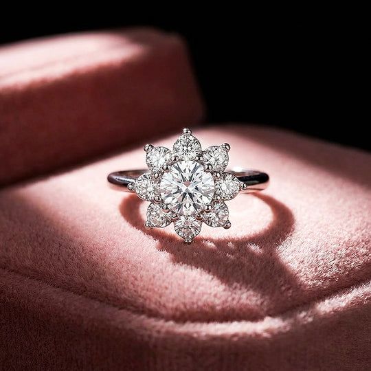 Round Brilliant Floral Halo Engagement Ring | Luxe2010 - new designs | Singapore Jewellery, Wedding Rings &amp; Gifts | Same Day Delivery | Tiara.com.sg