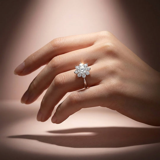 Round Brilliant Floral Halo Engagement Ring | Luxe2010 - new designs | Singapore Jewellery, Wedding Rings &amp; Gifts | Same Day Delivery | Tiara.com.sg