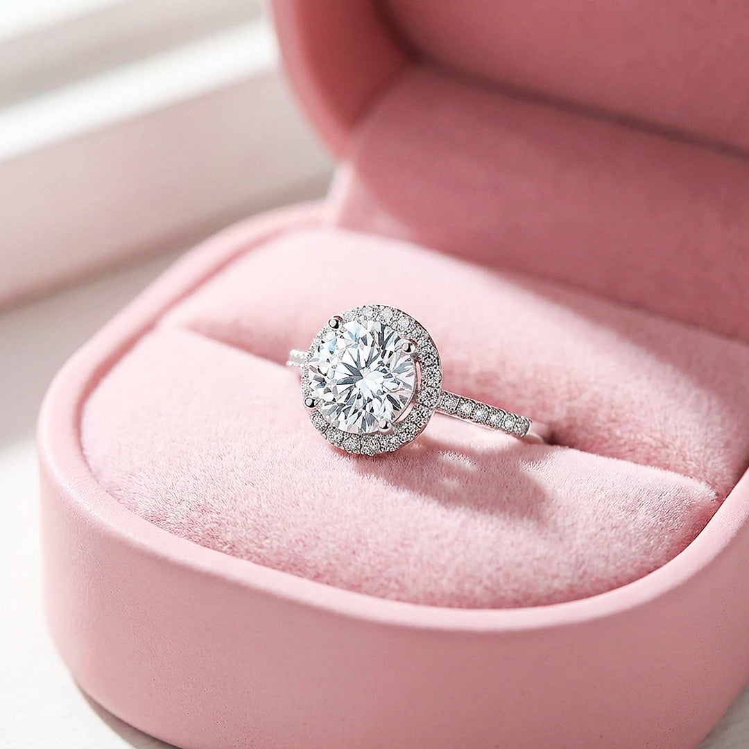 Round Halo Engagement Ring | White Gold | Luxe1888 - Ring | Singapore Jewellery, Wedding Rings &amp; Gifts | Same Day Delivery | Tiara.com.sg
