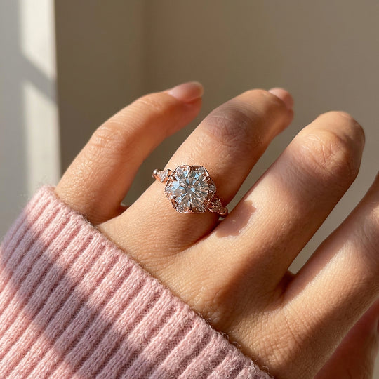 Round Brilliant Vintage Halo Engagement Ring | Luxe2021 - Ring | Singapore Jewellery, Wedding Rings &amp; Gifts | Same Day Delivery | Tiara.com.sg