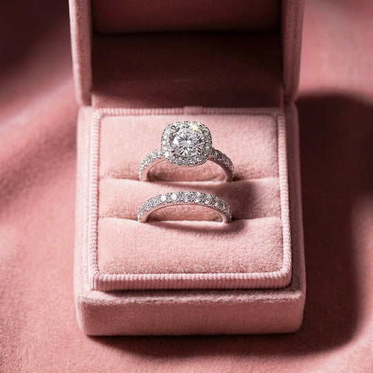 Round Cushion Halo Engagement Ring | Two-Piece Set | Luxe2022 - Ring | Singapore Jewellery, Wedding Rings &amp; Gifts | Same Day Delivery | Tiara.com.sg