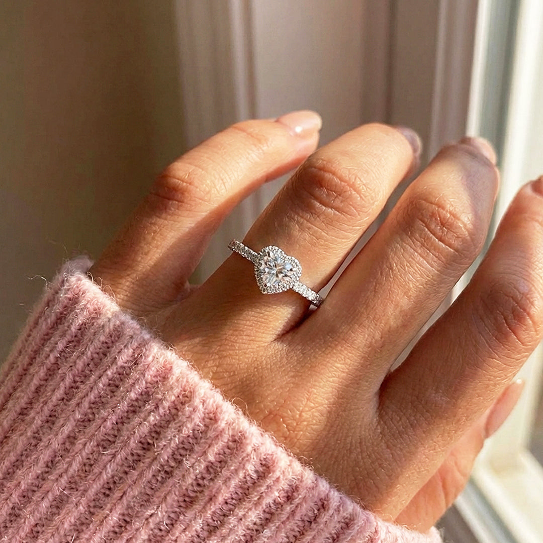 Heart Cut Halo Engagement Ring in White Gold | Luxe2028 - Ring | Singapore Jewellery, Wedding Rings &amp; Gifts | Same Day Delivery | Tiara.com.sg