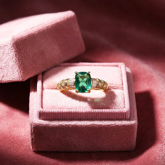 Cushion Cut Emerald Green Engagement Ring | Luxe2034 - new designs | Singapore Jewellery, Wedding Rings &amp; Gifts | Same Day Delivery | Tiara.com.sg