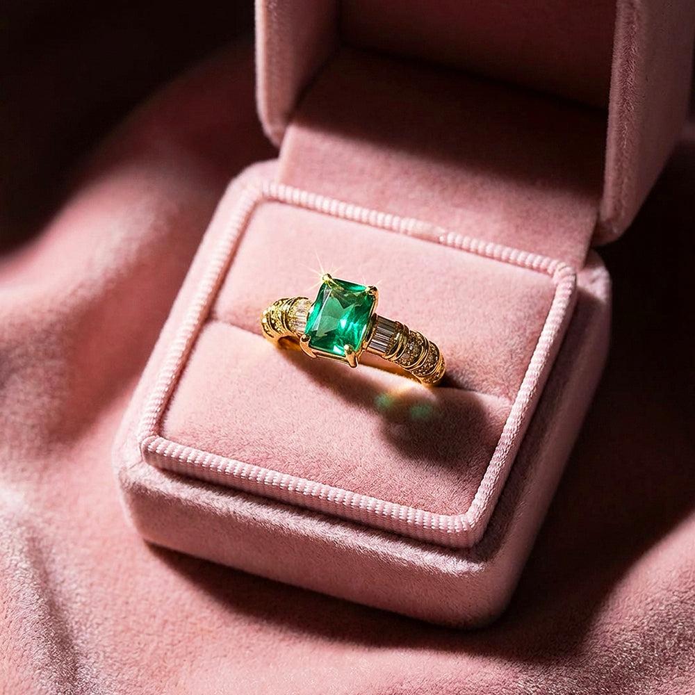 Cushion Cut Emerald Green Engagement Ring | Luxe2034 - new designs | Singapore Jewellery, Wedding Rings & Gifts | Same Day Delivery | Tiara.com.sg