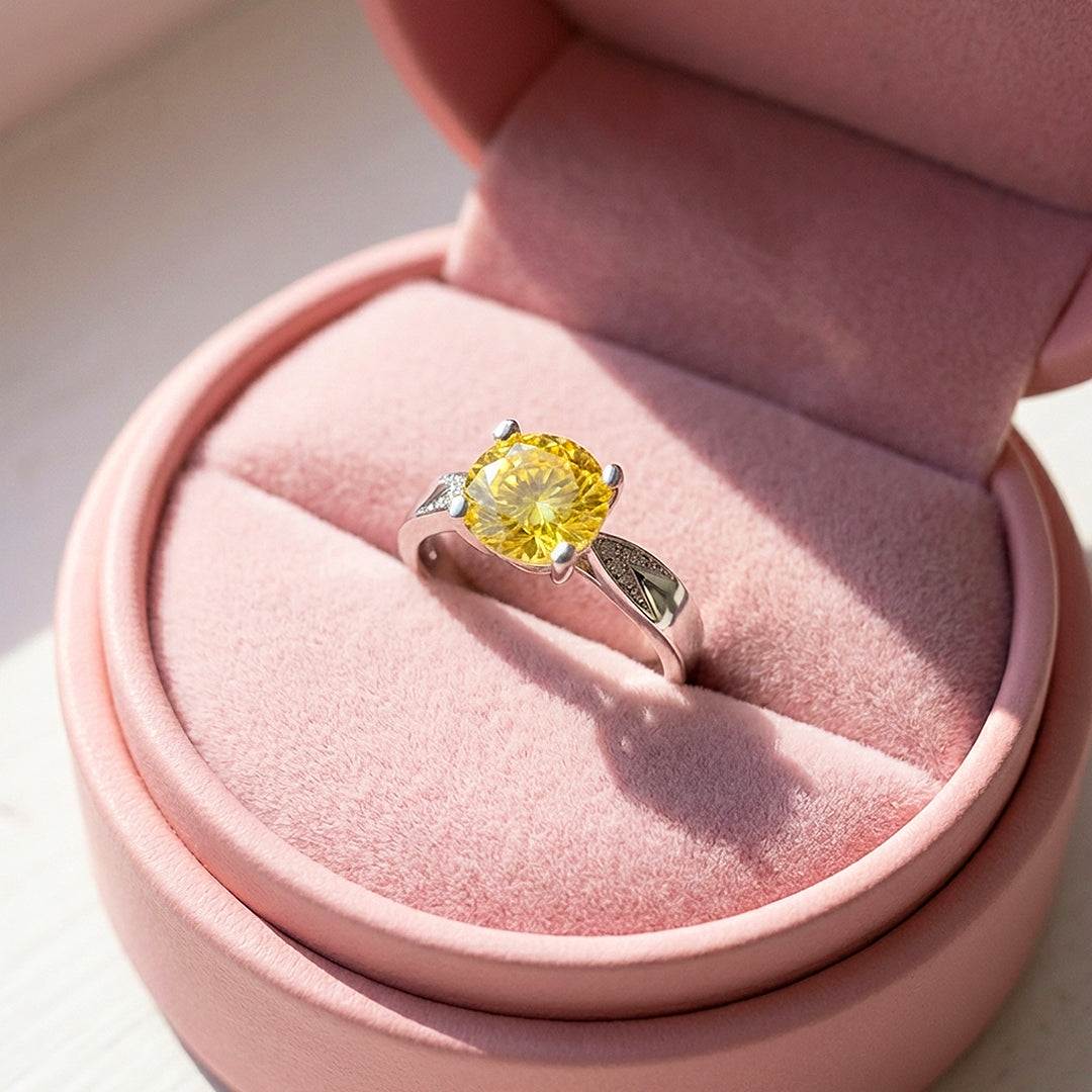 Round Cut Yellow Engagement Ring &amp; Yellow Solitaire Ring | Luxe2048